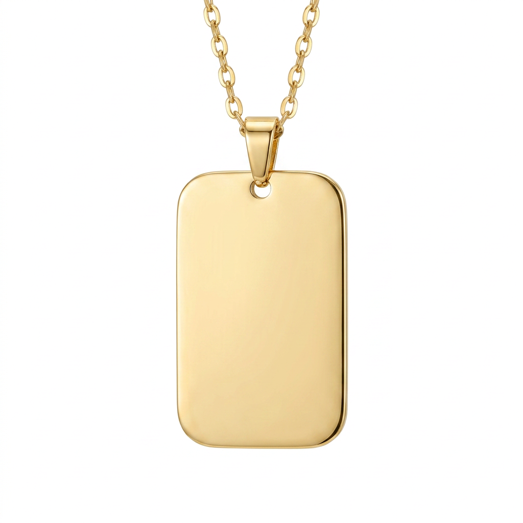 Collier avec Pendentif Plaque Rectangulaire Gravable